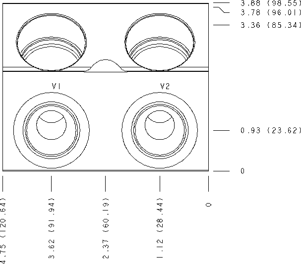 XKX Sun Hydraulics Inline, cross pilot with shuttle Line mount manifold drawing