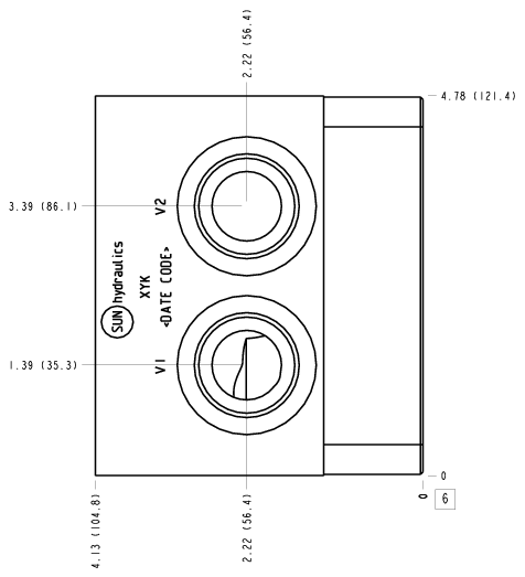 XYK Sun Hydraulics Staffa 4", 5 piston: Cross pilot Motor mount manifold drawing