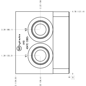 XYO Sun Hydraulics Staffa 4", 5 piston: Cross pilot Motor mount manifold drawing