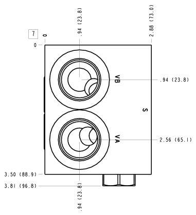 XYS Sun Hydraulics Eaton/Char-Lynn 2000: Cross pilot with shuttle Motor mount manifold drawing