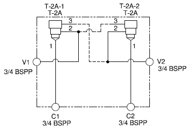 YAW Sun Hydraulics Cross pilot Line mount manifold drawing
