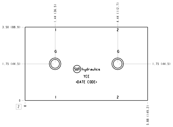 YCE Sun Hydraulics Cross port with gauge ports Line mount manifold drawing