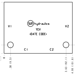 YEV Sun Hydraulics Cross pilot Line mount manifold drawing