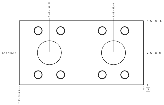 YIR Sun Hydraulics Cross port with gauge ports Line mount manifold drawing