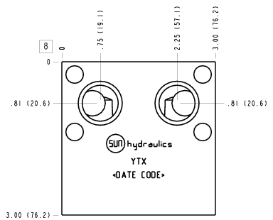 YTX Sun Hydraulics Eaton/Char-Lynn H & S: Cross port Motor mount manifold drawing