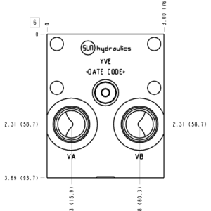 YVE Sun Hydraulics Eaton/Char-Lynn H & S: Cross pilot with shuttle Motor mount manifold drawing