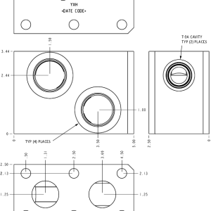 YXH Sun Hydraulics Staffa 4", 5 piston: Cross port Motor mount manifold drawing