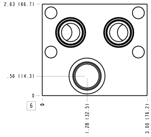YYA Sun Hydraulics Eaton/Char-Lynn H & S: Meter out on A and B with ISO 03 subplate Motor mount manifold drawing