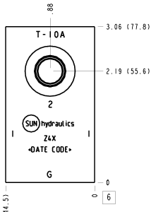 Z4X Sun Hydraulics Through port 1 with gauge port Line mount manifold drawing