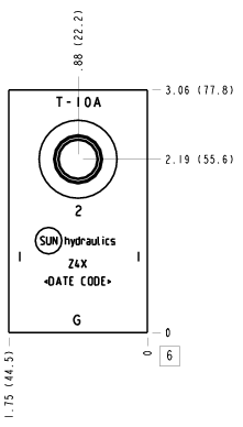 Z4X Sun Hydraulics Through port 1 with gauge port Line mount manifold drawing
