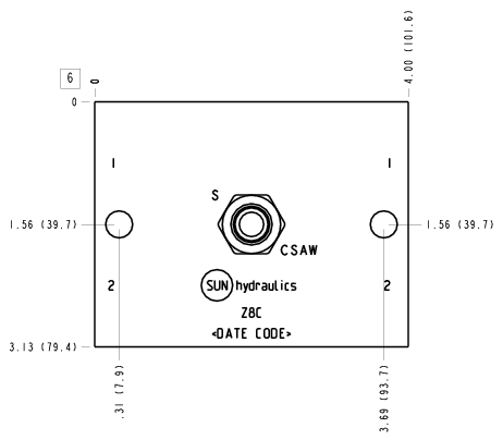 Z8C Sun Hydraulics Cross port with shuttle Line mount manifold drawing