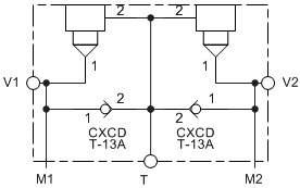 Z8N Sun Hydraulics Staffa 4", 5 piston: Cross port with make up checks Motor mount manifold drawing