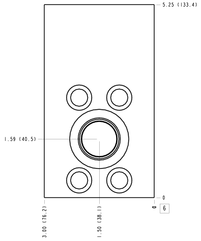 ZCC Sun Hydraulics Flange mount through port Line mount manifold drawing