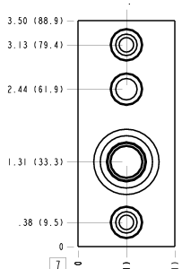 ZKB Sun Hydraulics Ports 1 and 2 to gasket ports, through port 1 Gasket mount manifold drawing