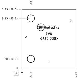 ZWN Sun Hydraulics Ninety degree Line mount manifold drawing
