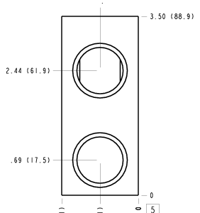 ZZN Sun Hydraulics Dual through port Line mount manifold drawing